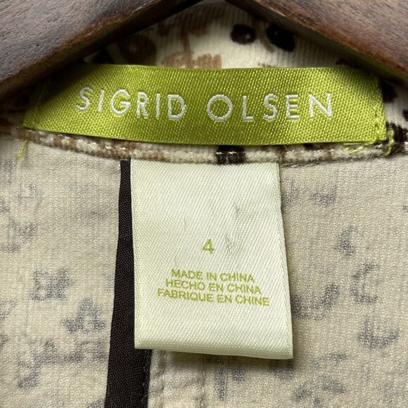 Sigrid Olsen Jacket Size 4 Very Fine Corduroy Brown Micro Floral‎ Button Pocket - Picture 2 of 7